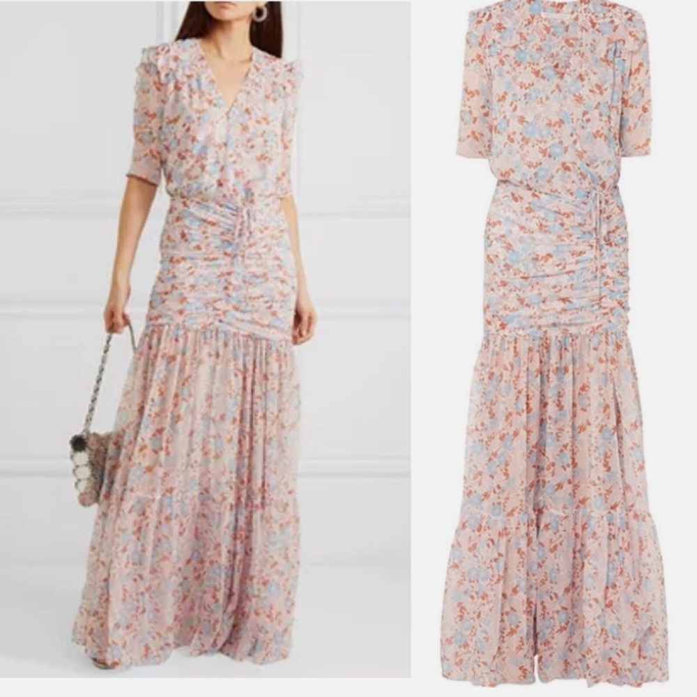 Veronica Beard Mick Ruched Floral Dress